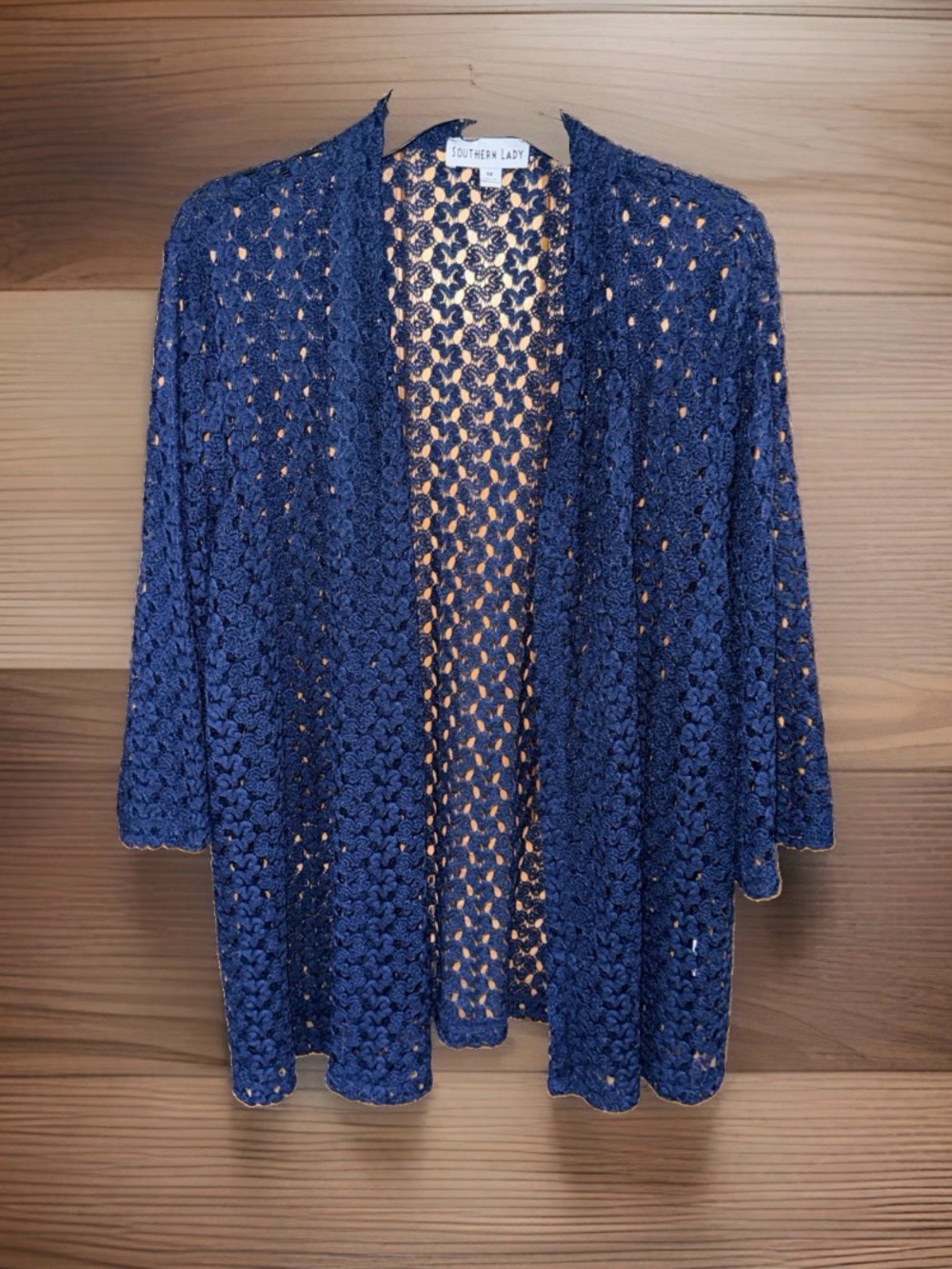 Southern Lady Navy Openwork Crochet Cardigan